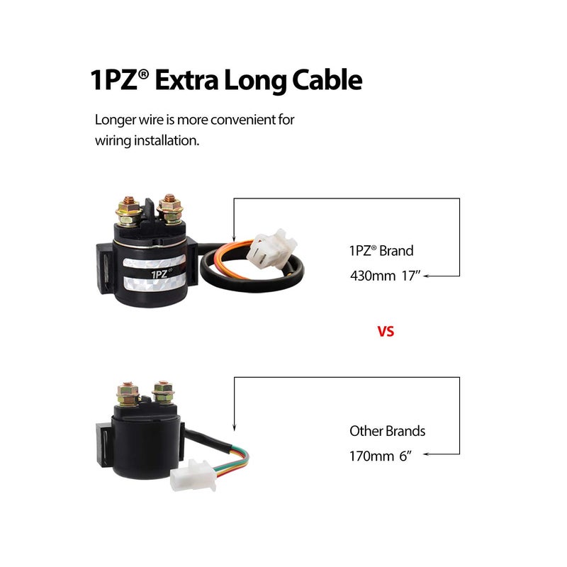 1PZ W35-S01 Premium Starter Solenoid Relay Replacement for Yamaha Warrior 350 YFM350 1987 1988 1989 1990 1991 1992 1993 1994 1995 1996 1997 1998 1999 2000 2001 2002 2003 2004 - Image 4